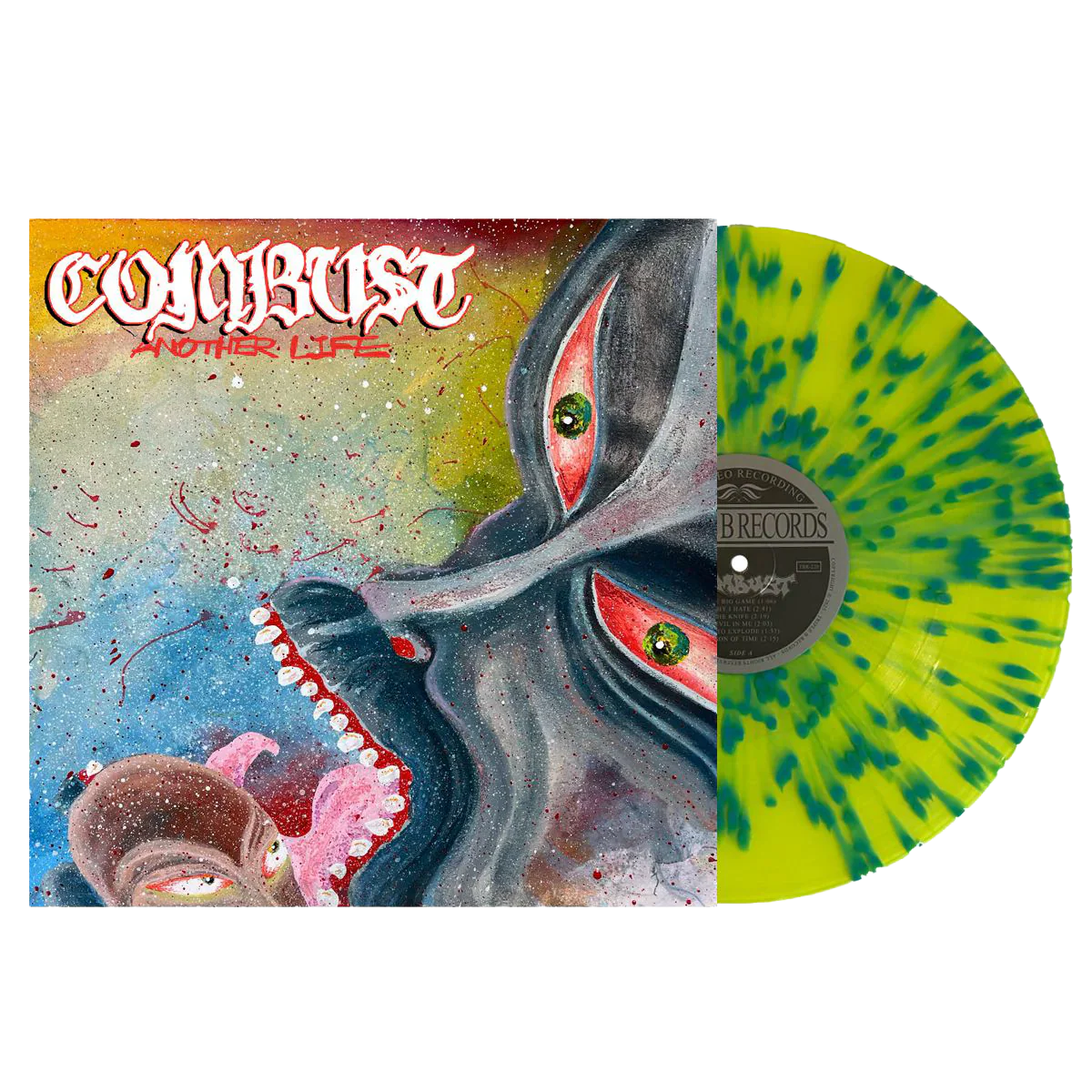Combust- Another Life (Highlighter Yellow w/Sky Blue Splatter Vinyl) - LP