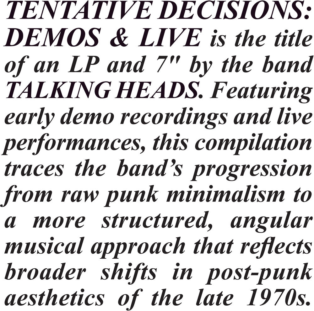Talking Heads- Tentative Decisions: Demos & Live (Wsv) - LP