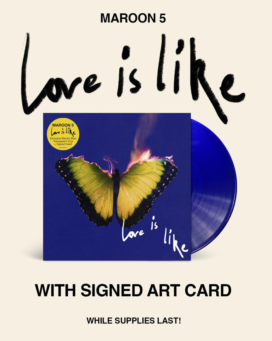 Maroon 5- Love Is Like (Indie Exclusive Vinyl) (Blue Vinyl, Signed Insert) (SEAM SPLIT) (DAMAGED) - LP