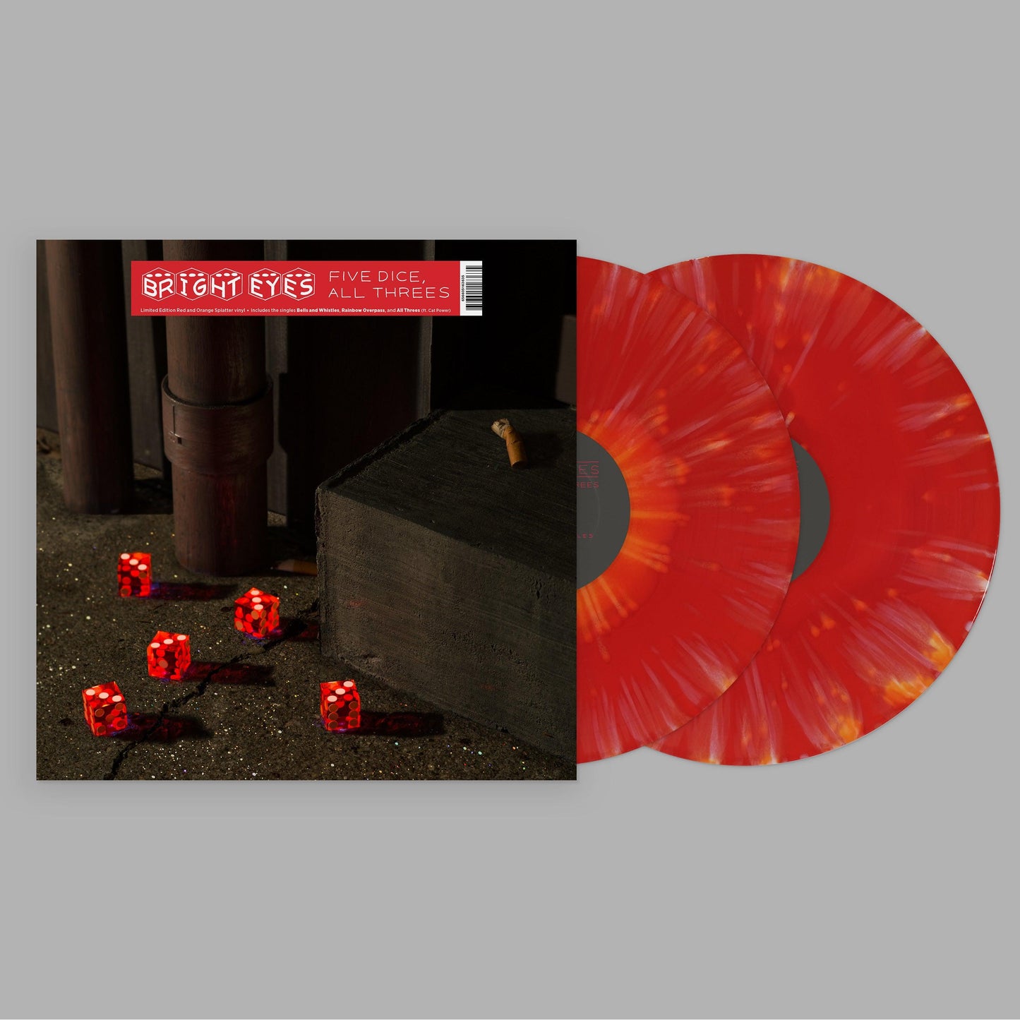 Bright Eyes- Five Dice, All Threes (Red & Orange Splatter 2LP) - LP